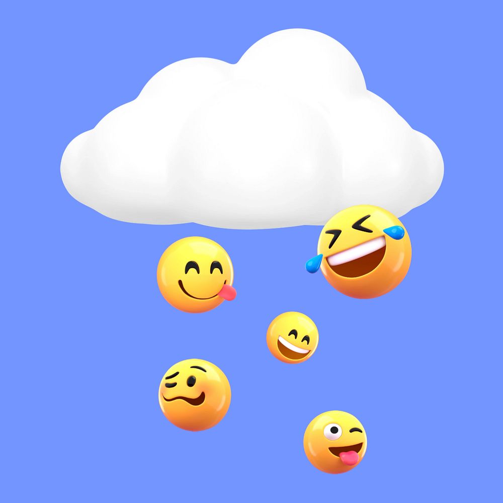 Cloud raining emoticons, editable design