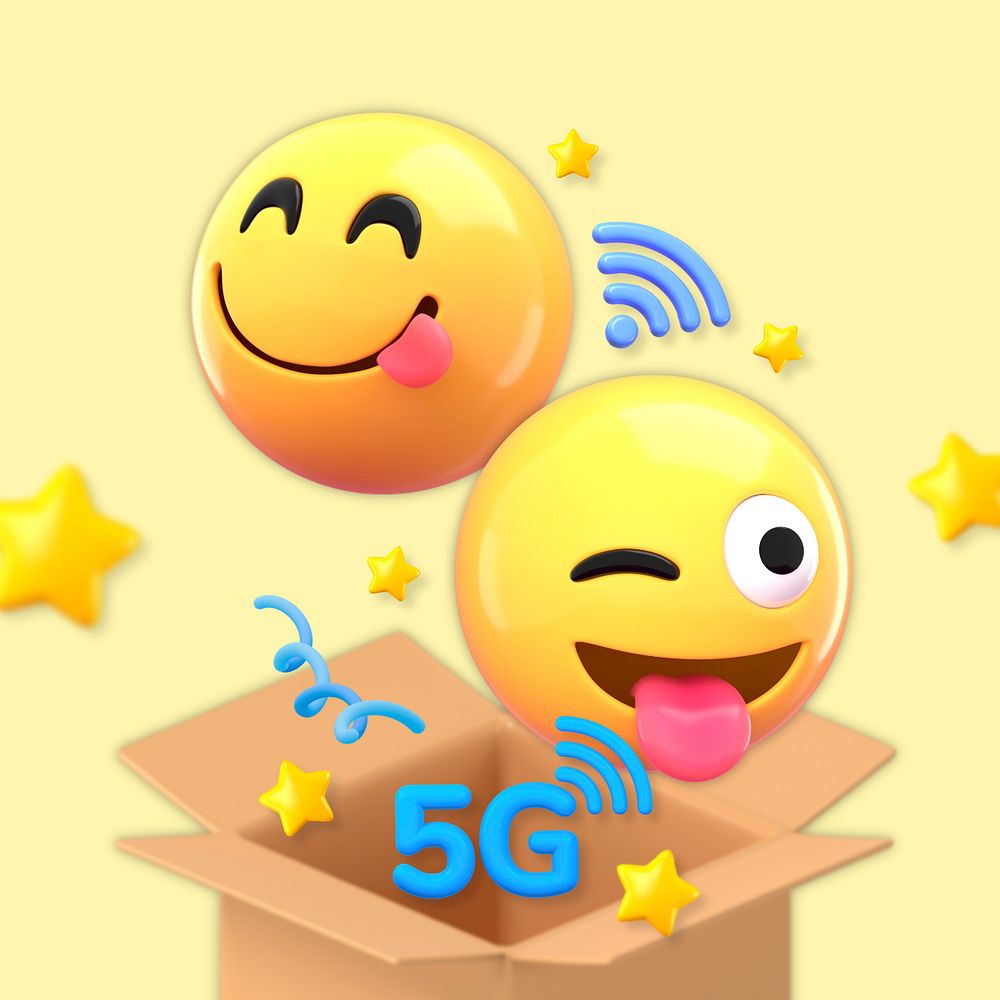 5G 3D emoticons illustration, editable design
