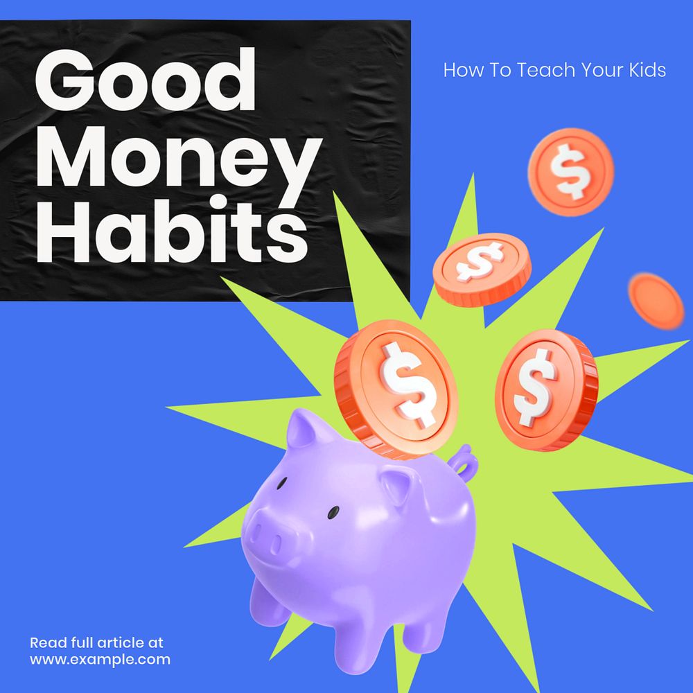 Good money habits Facebook ad template, editable text & design