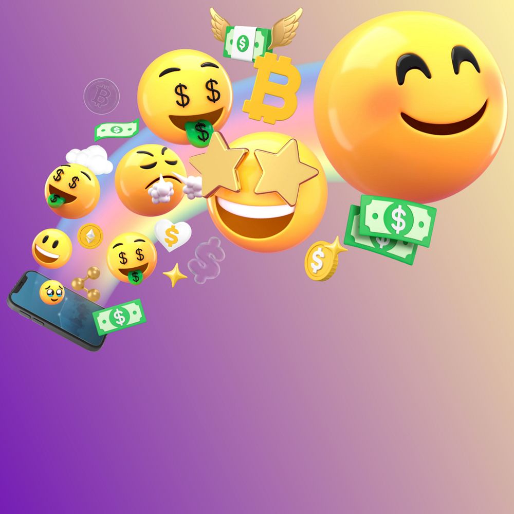 E-commerce background, 3D money emoticons, editable design