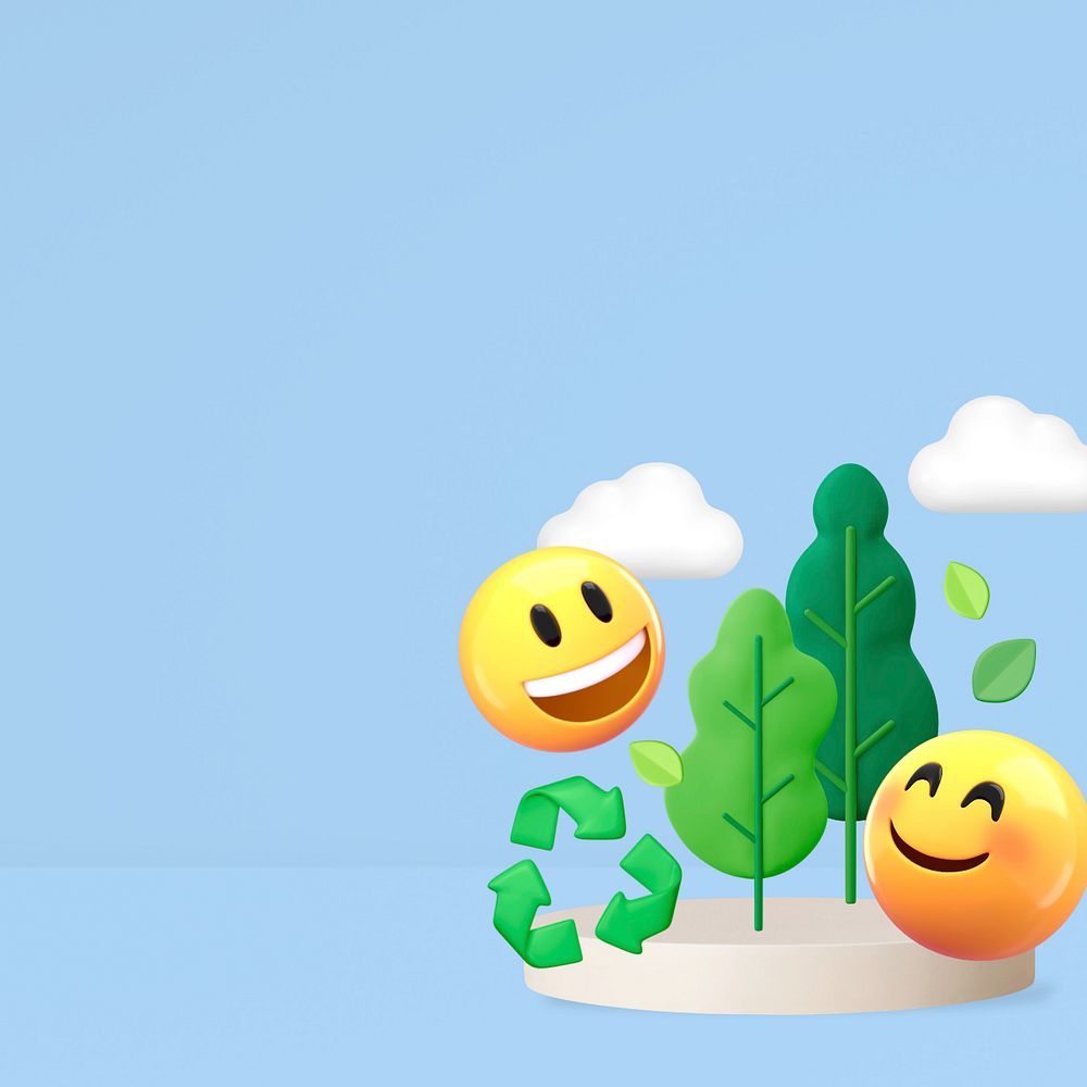 3D environment emoticons background, editable design