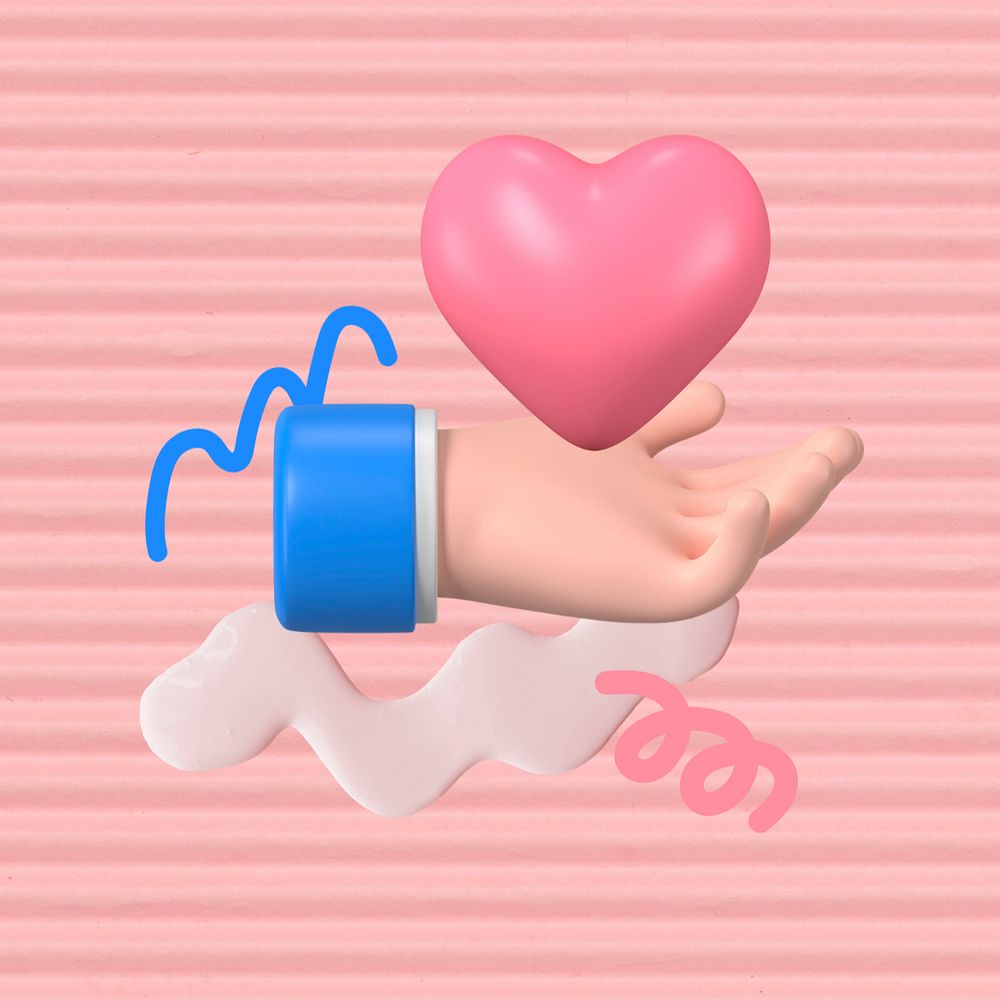 Hand presenting heart, 3D love graphic, editable design