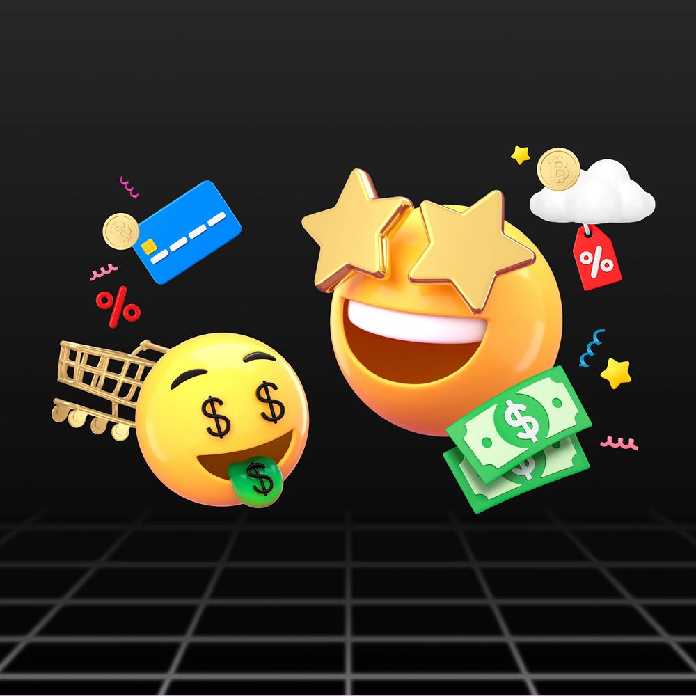 Online shopping emoticons, growing revenue business, editable design