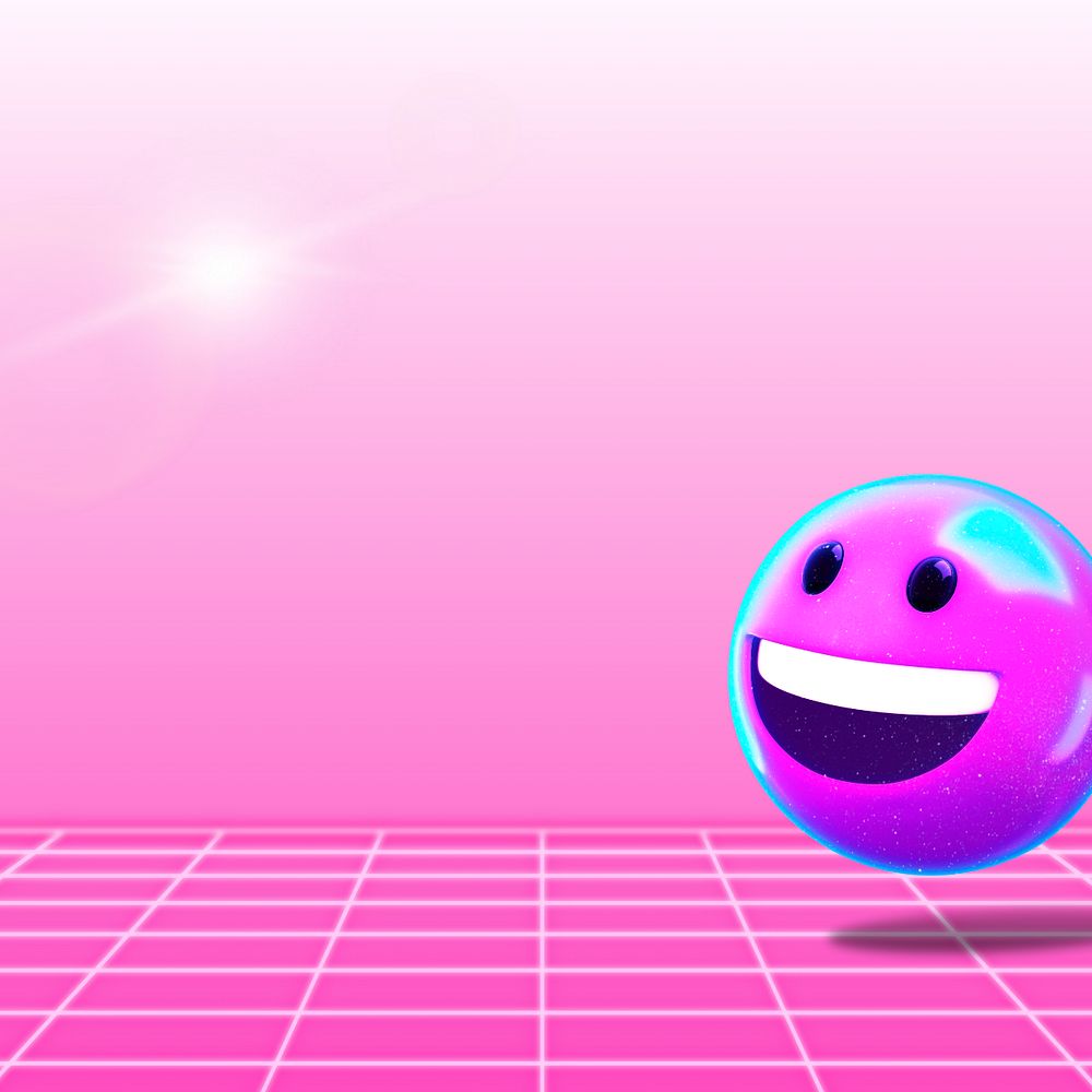 Smiling emoticons background, pink grid border, editable design