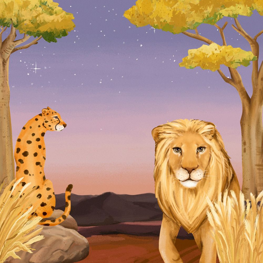 Lion & leopard background, drawing design