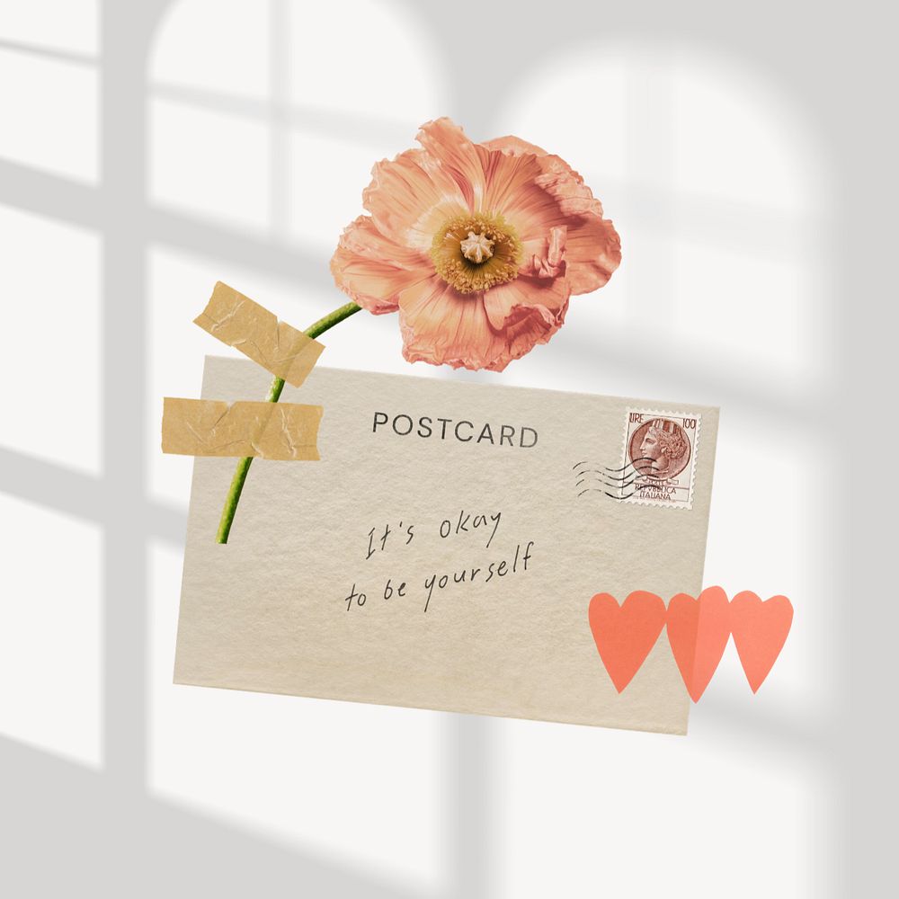 Flower post card, love letter graphic, editable design