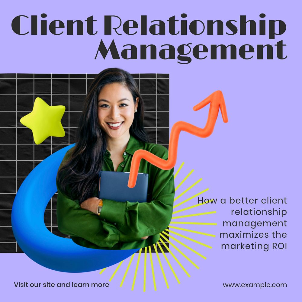 Client relationship management Facebook ad template, editable text & design