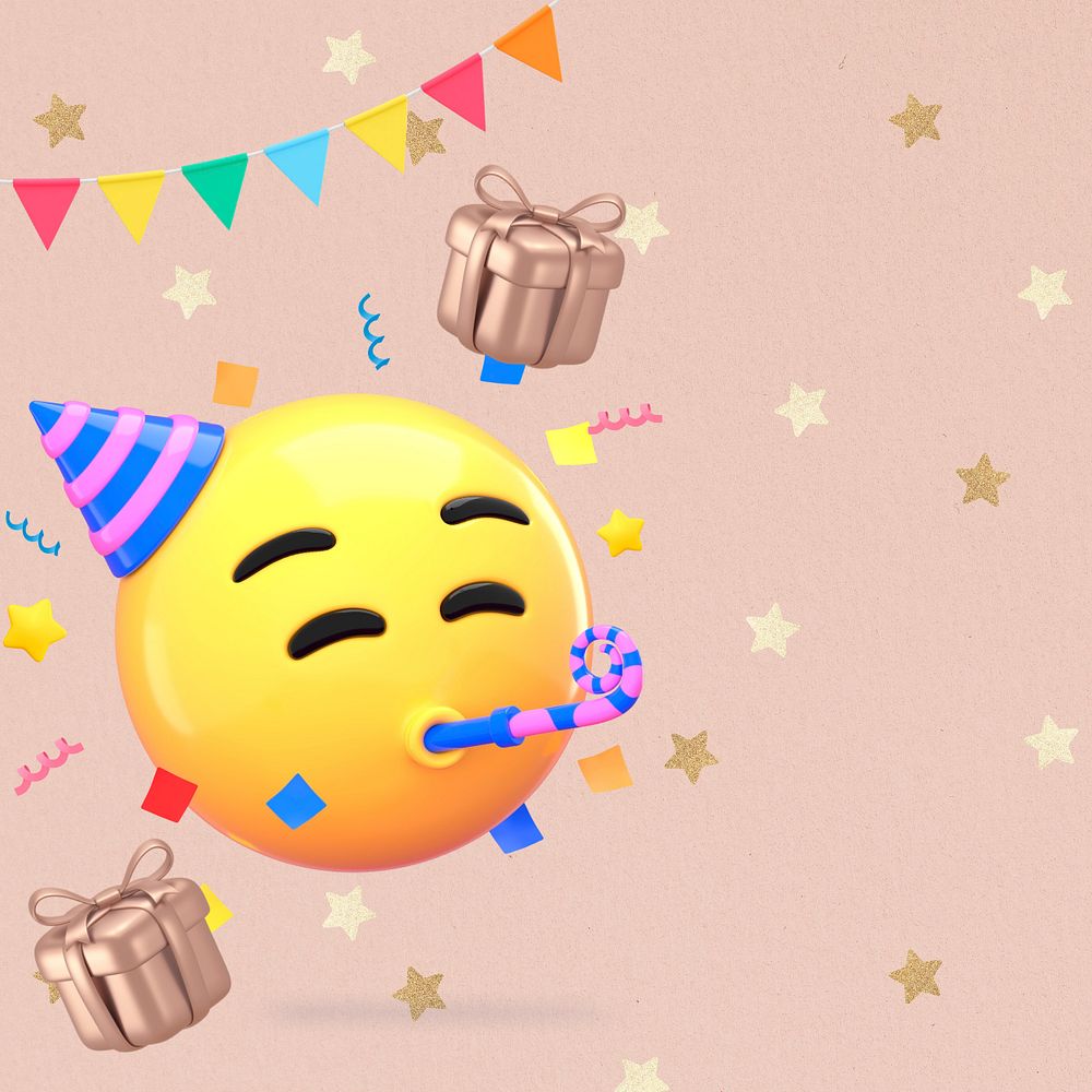 Birthday party emoticon background, editable design