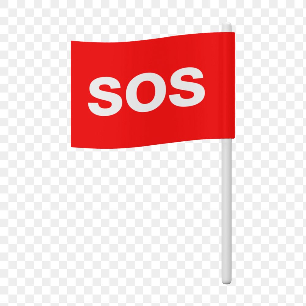 SOS flag mockup, 3D rendered  editable design