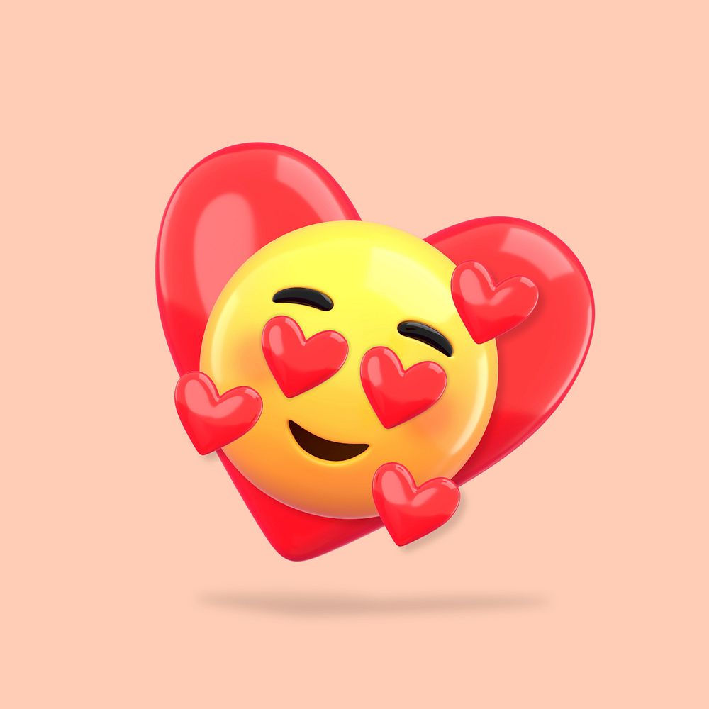 Heart-eyes emoticon, 3D Valentine's Day, editable design