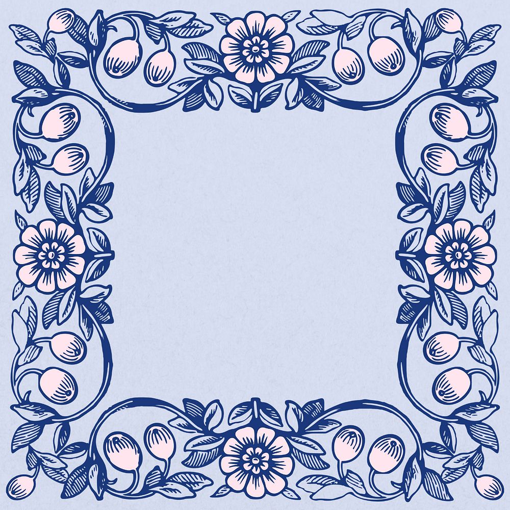 Art nouveau frame background, editable flower ornament design, remixed by rawpixel