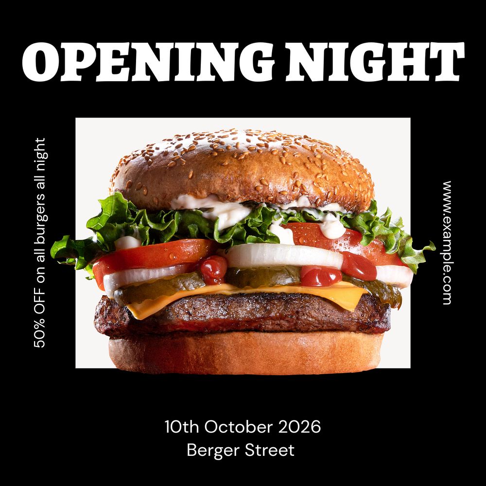 Opening night promotion Instagram ad template, editable social media post design