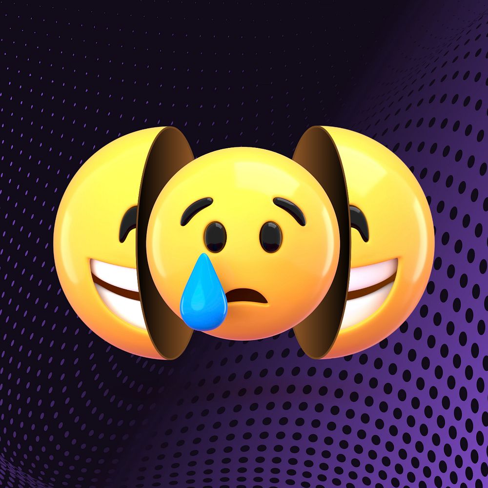 3D crying emoticon, mental health, editable design