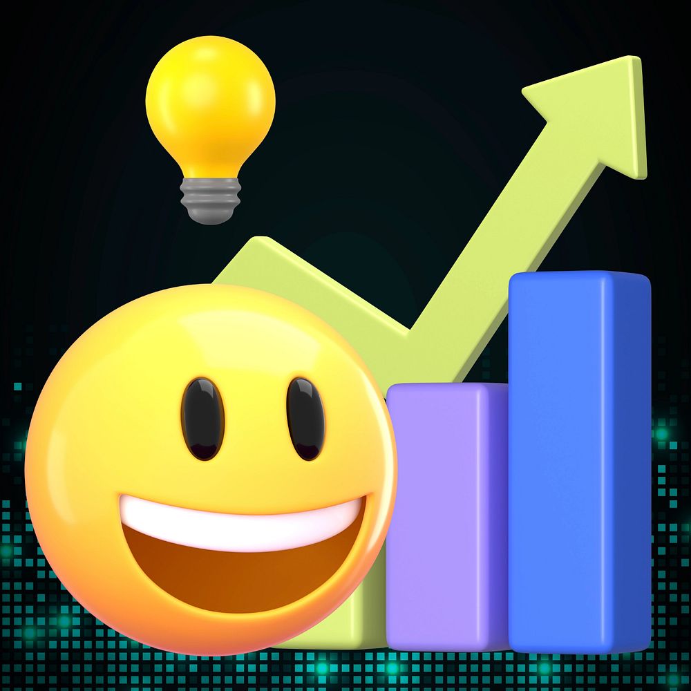 Growing business 3D emoticon, editable design