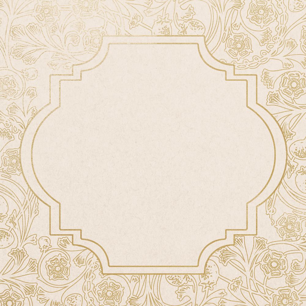 Leafy patterned frame background, editable beige vintage design, remixed by rawpixel