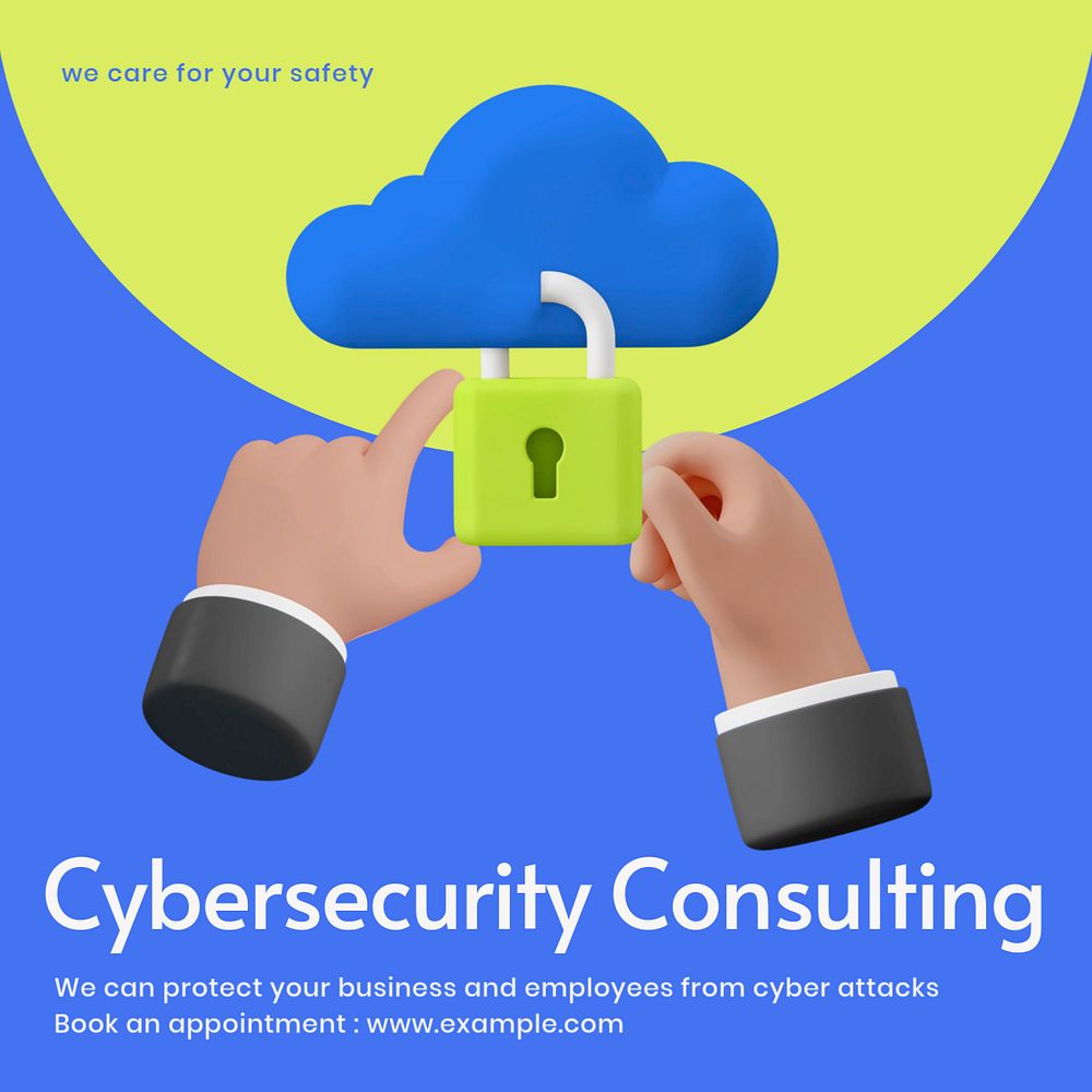 Cybersecurity consulting Facebook ad template, editable text & design