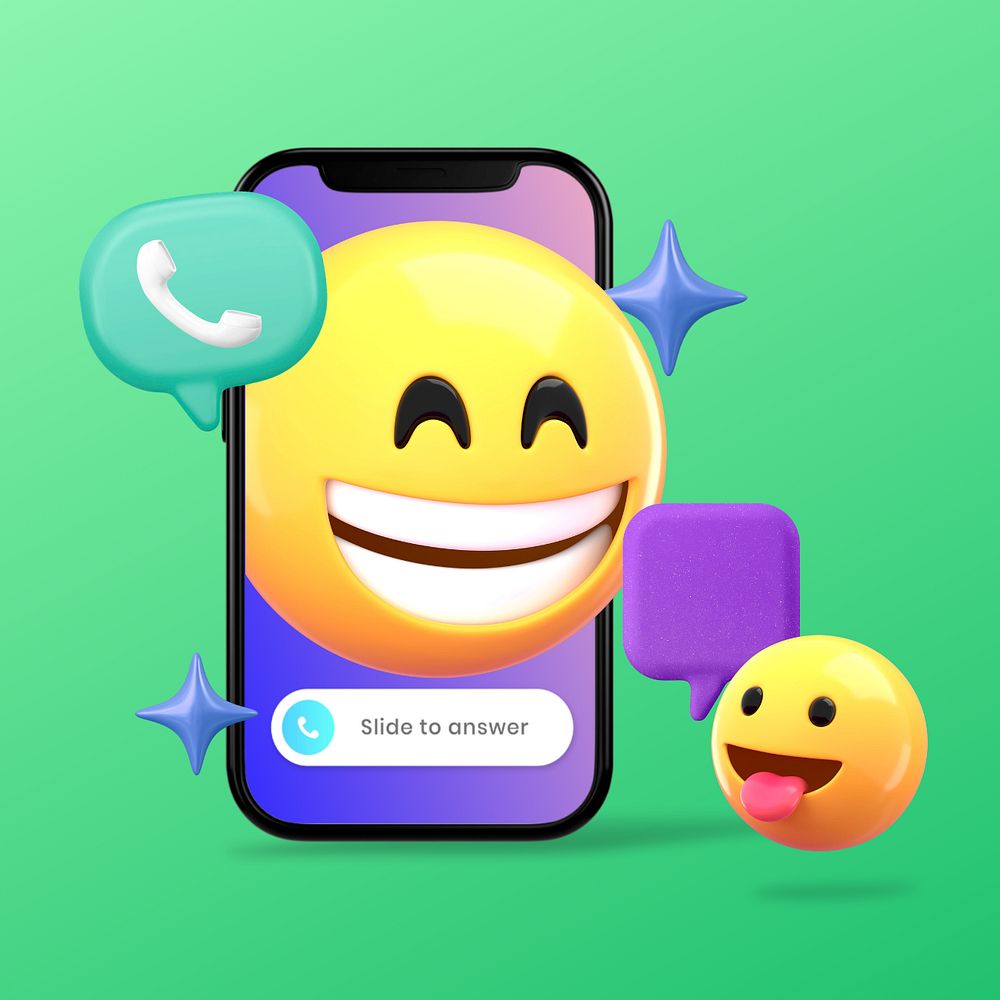 Happy emoticons video call on the phone, editable design