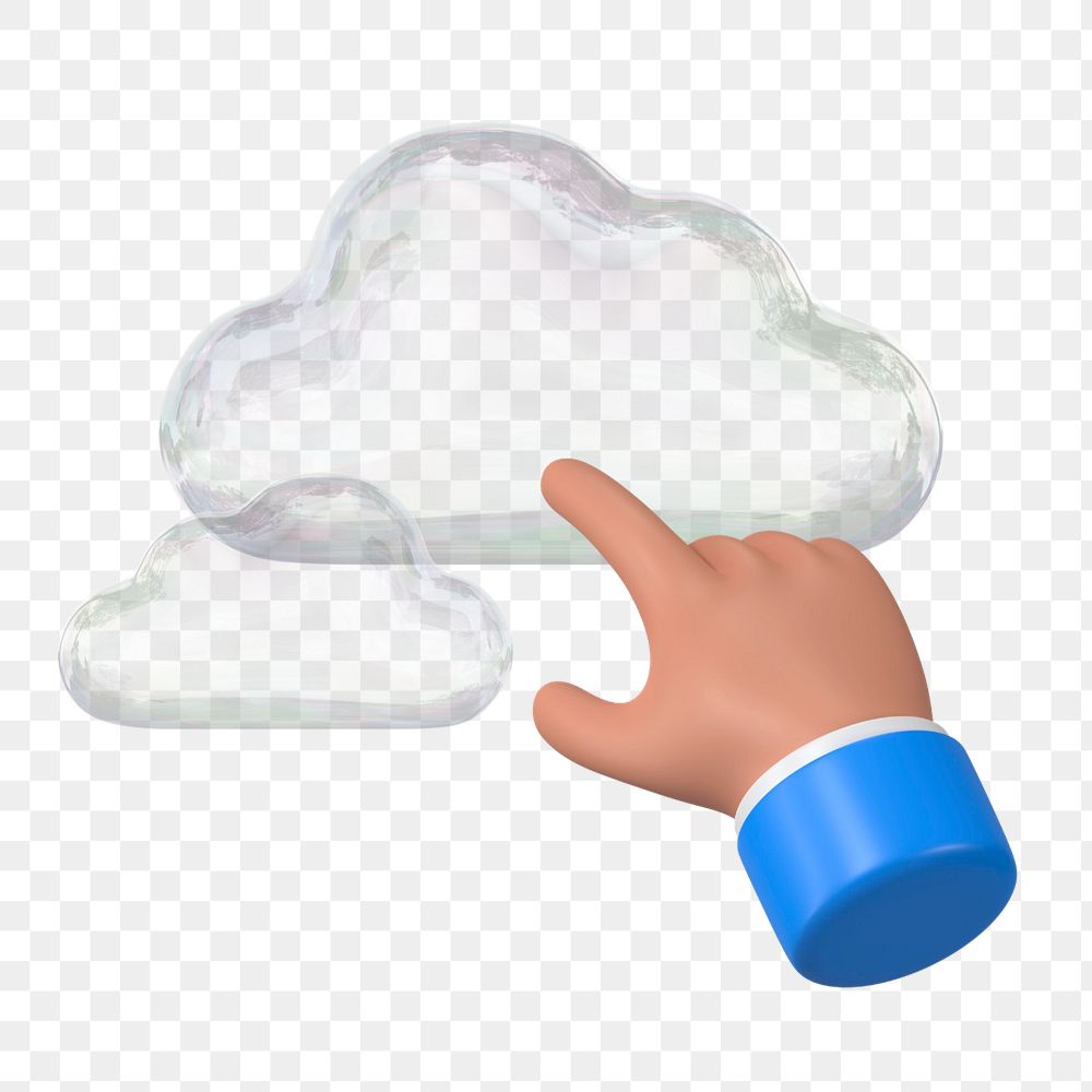 Technology cloud system, 3D hand illustration, editable elements