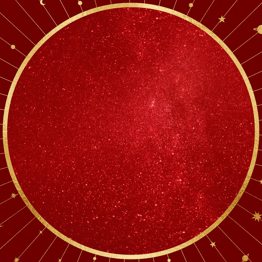 Celestial astrology frame background, red galaxy aesthetic, editable design