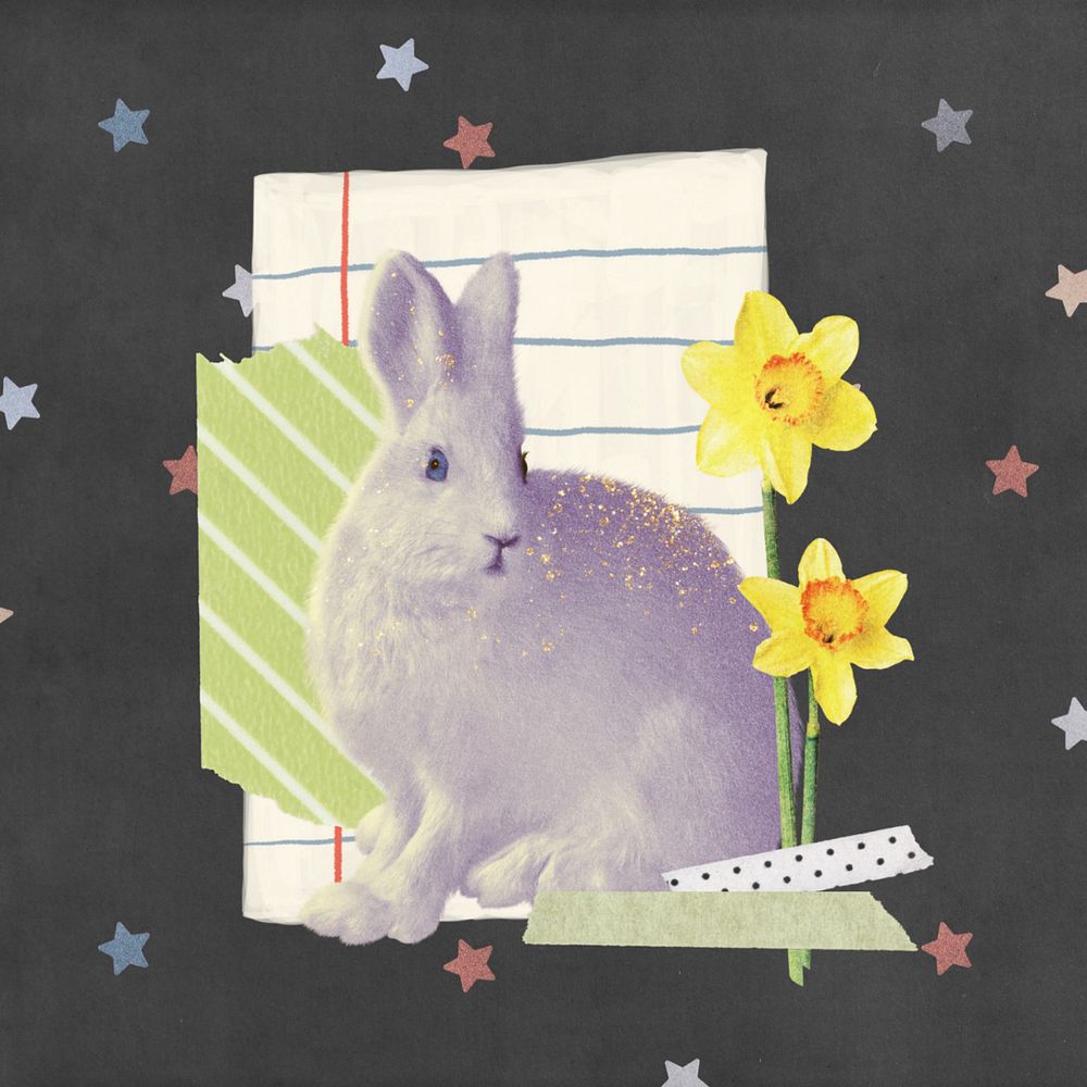 Easter bunny, editable collage design