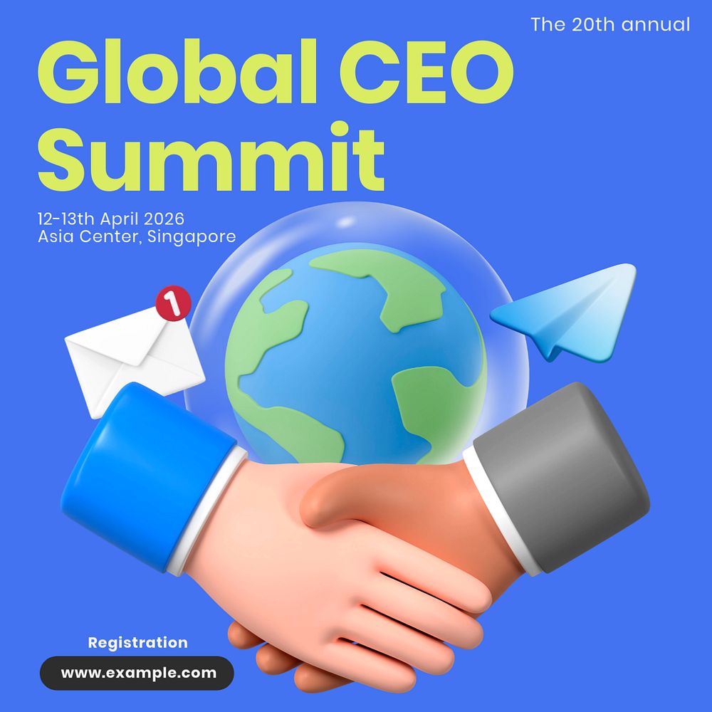 Global CEO summit Facebook ad template, editable text & design