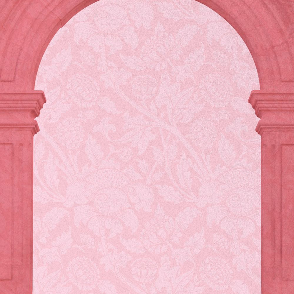 Arch pillar border background, William Morris' flower pattern, remixed by rawpixel, editable design