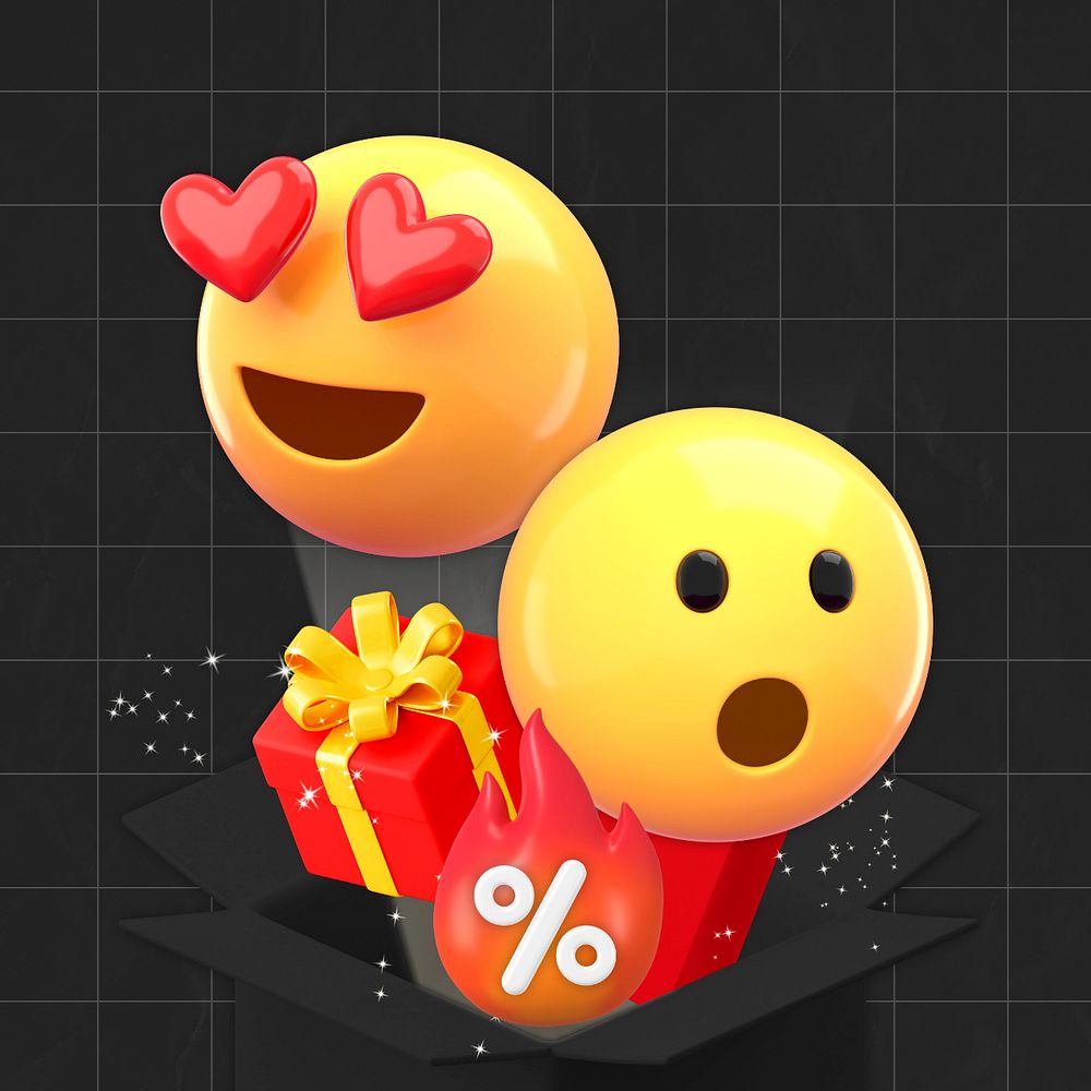 Celebration sale 3D emoticons illustration, editable design