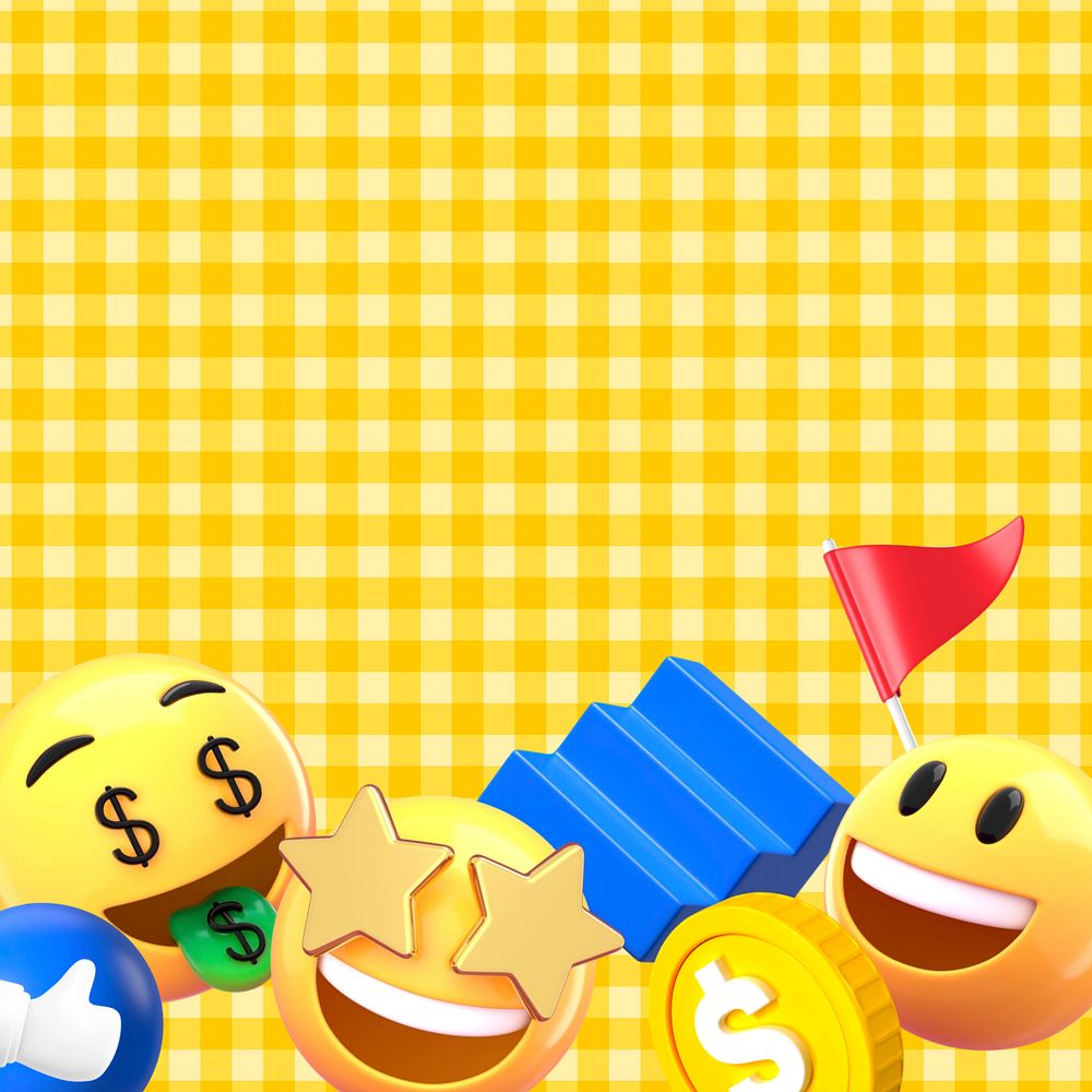 Business background, yellow 3D emoticons, editable design