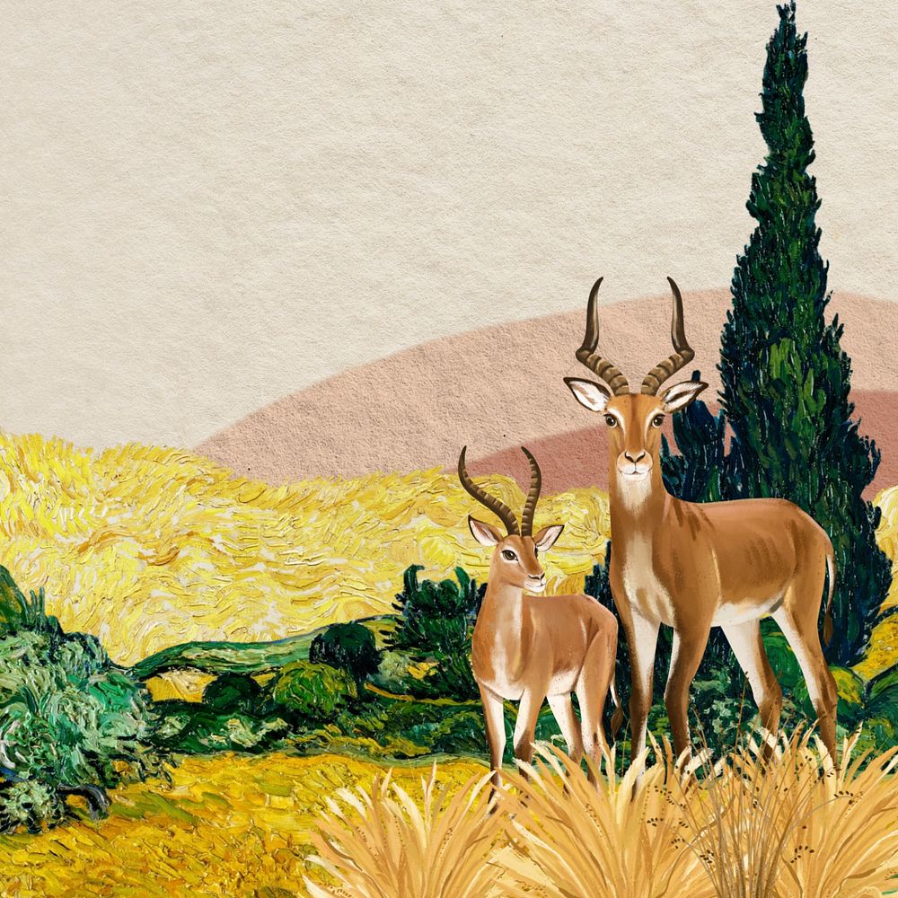 Aesthetic wildlife background, drawing design