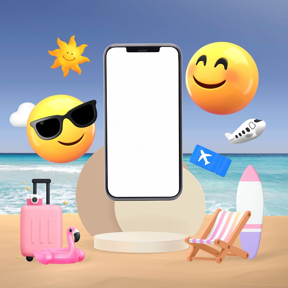 3D travel emoticons, online business illustration, editable design