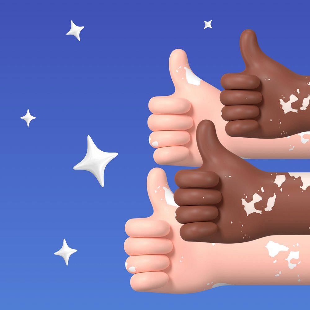 3D thumbs up background, diverse hands illustration, editable design