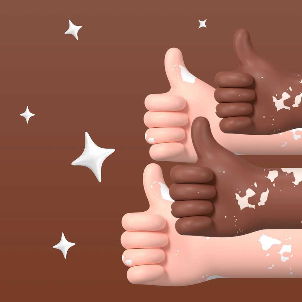 3D thumbs up background, diverse hands illustration, editable design