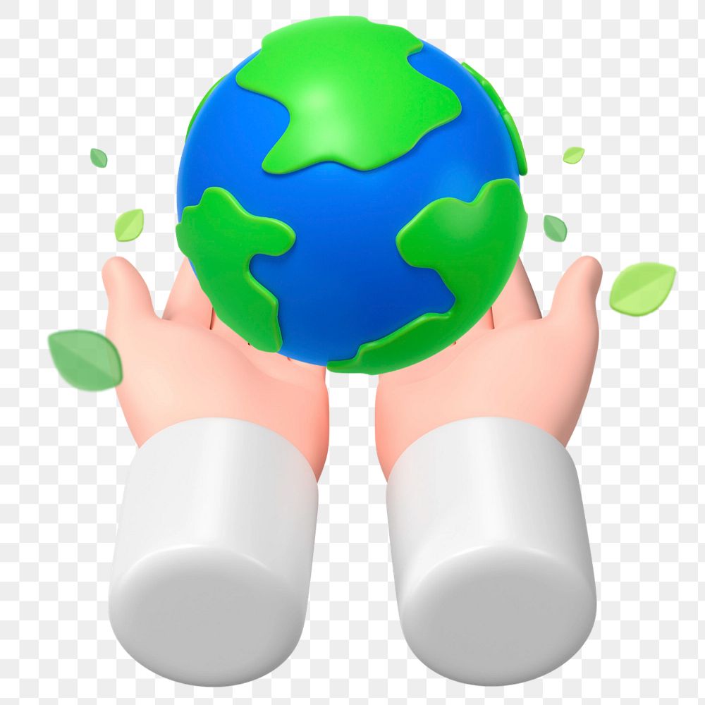 Sustainable environment, hand presenting globe 3D graphic, editable elements