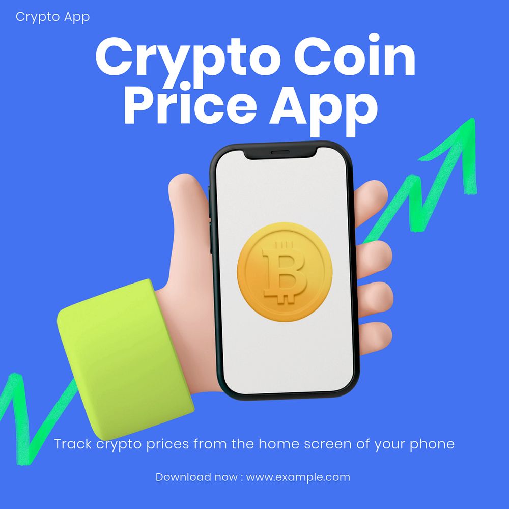 Bitcoin price app Facebook ad template, editable text & design