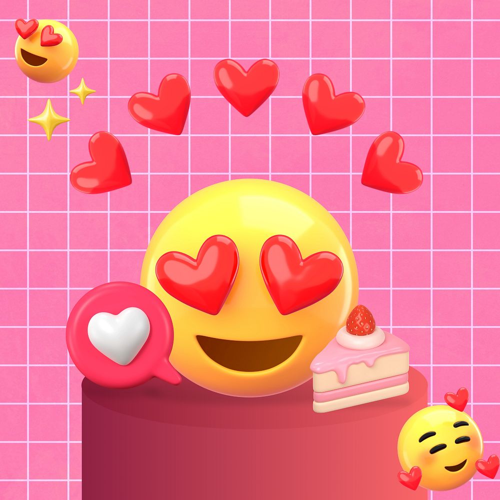 Dessert lover 3D emoticons, pink illustration, editable design