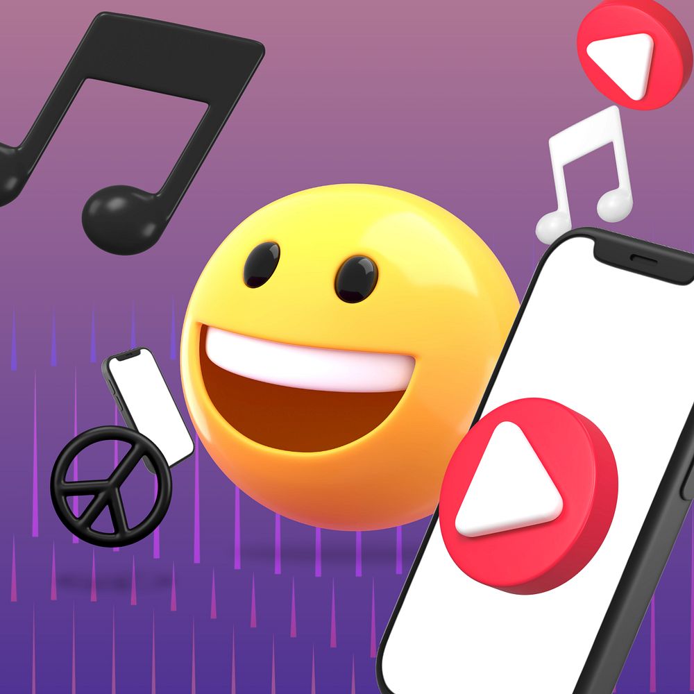 Smartphone entertainment, 3D media emoticon, editable design