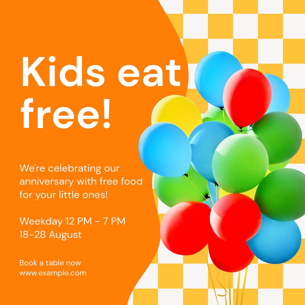 Kids eat free Instagram ad template, editable social media post design