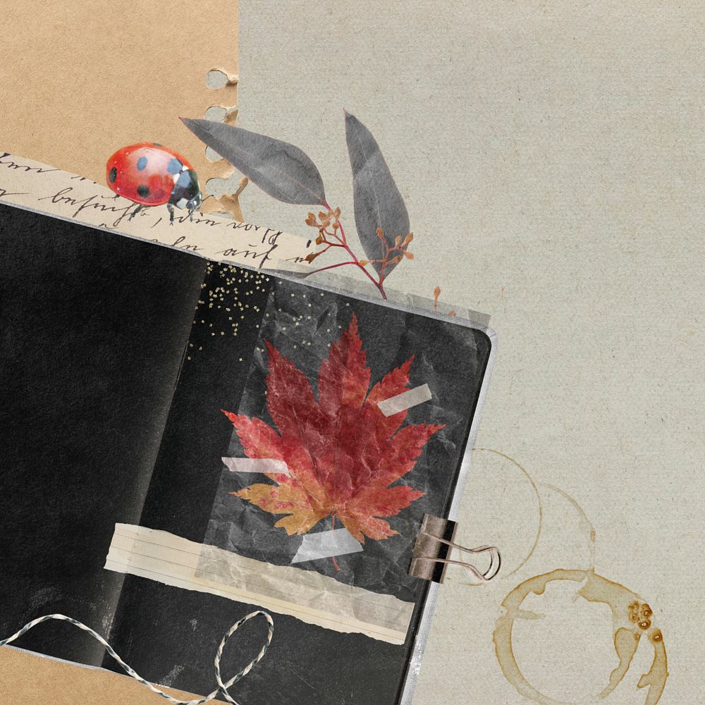 Vintage journal book, editable Autumn design