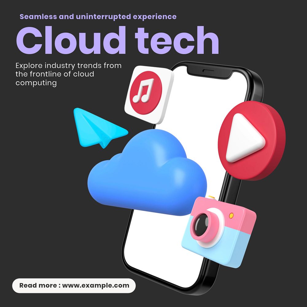 Cloud tech Facebook ad template, editable text & design