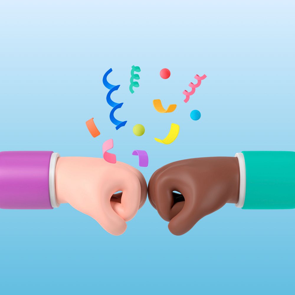 Diverse fist bump, 3D friendship graphics, editable design