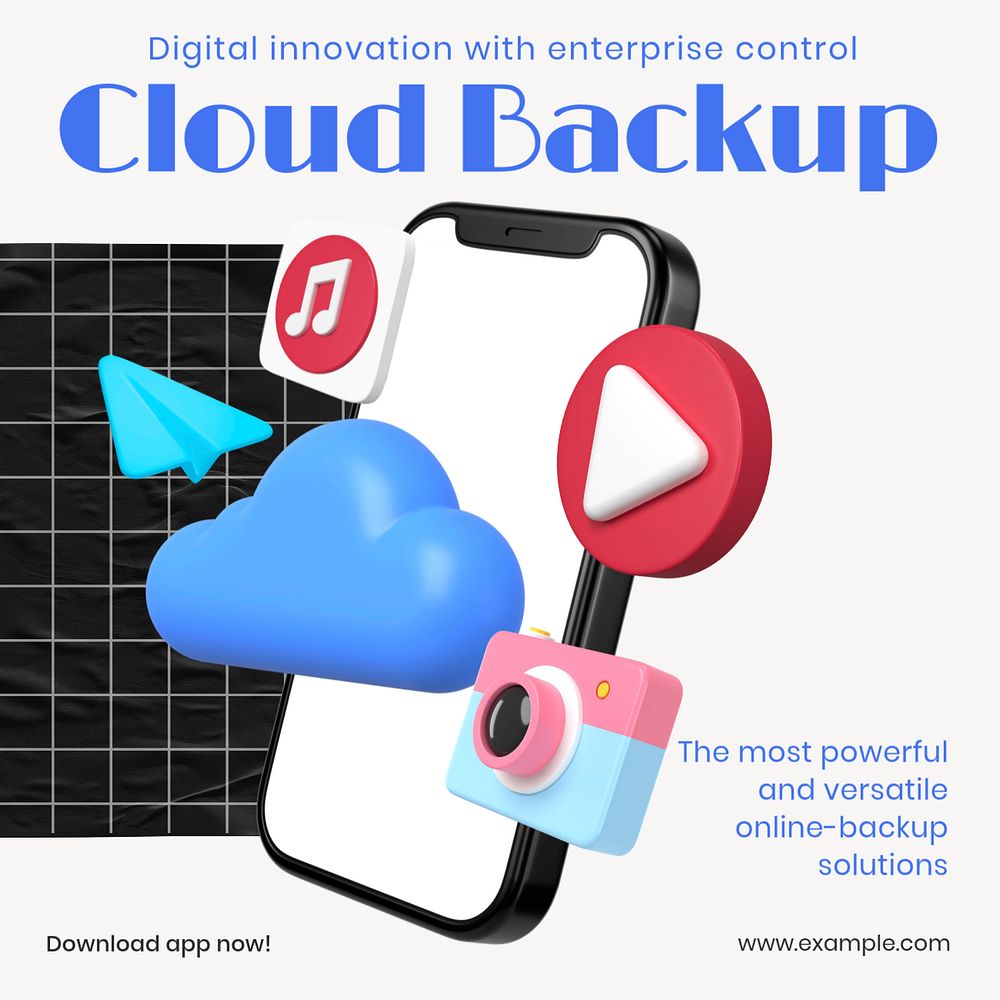 Cloud backup Facebook ad template, editable text & design