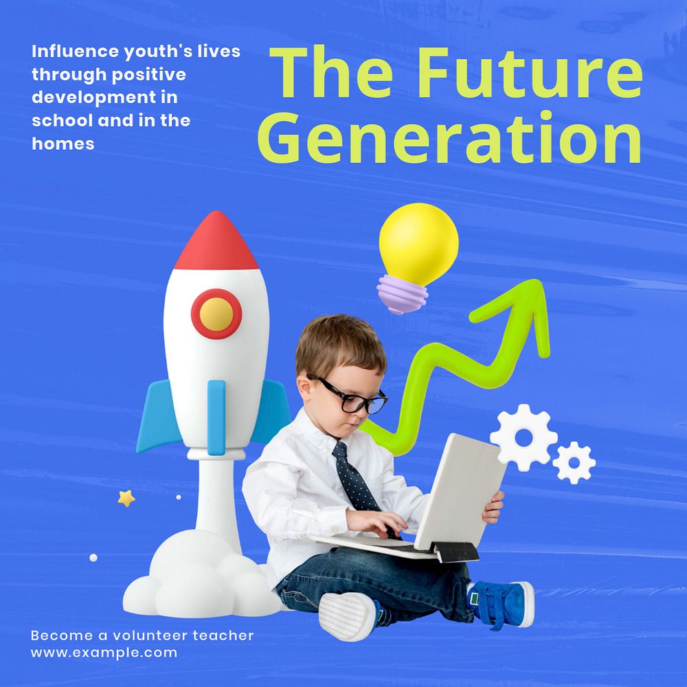 Future generation Facebook ad template, editable text & design