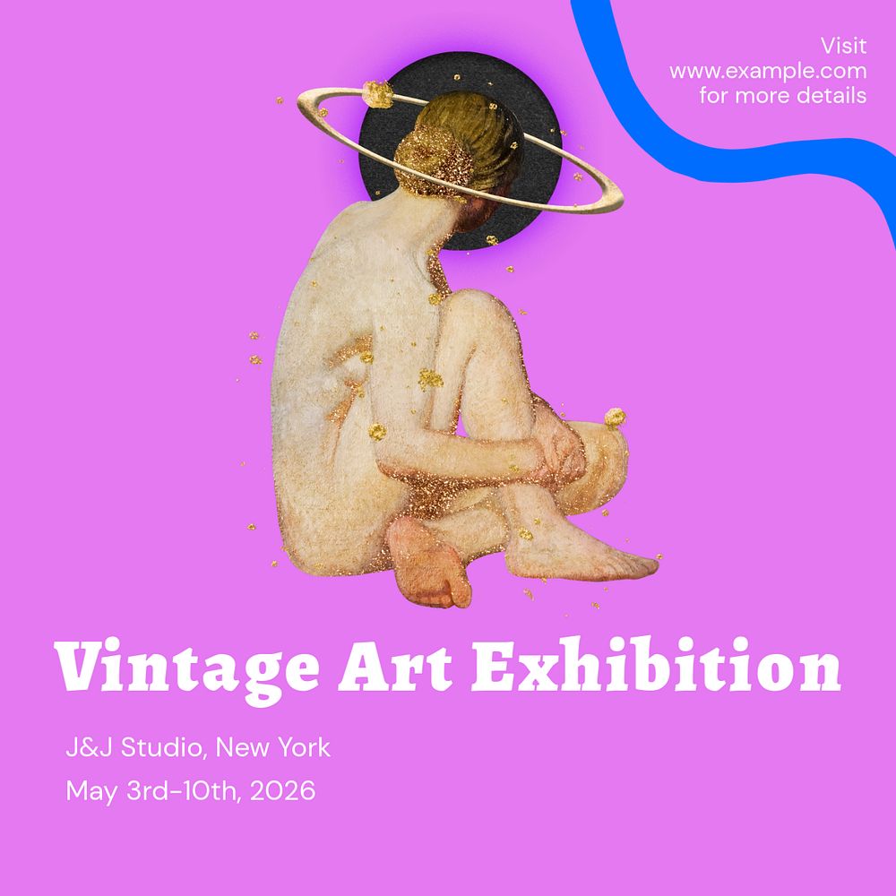 Vintage art exhibition Instagram ad template, editable social media post design