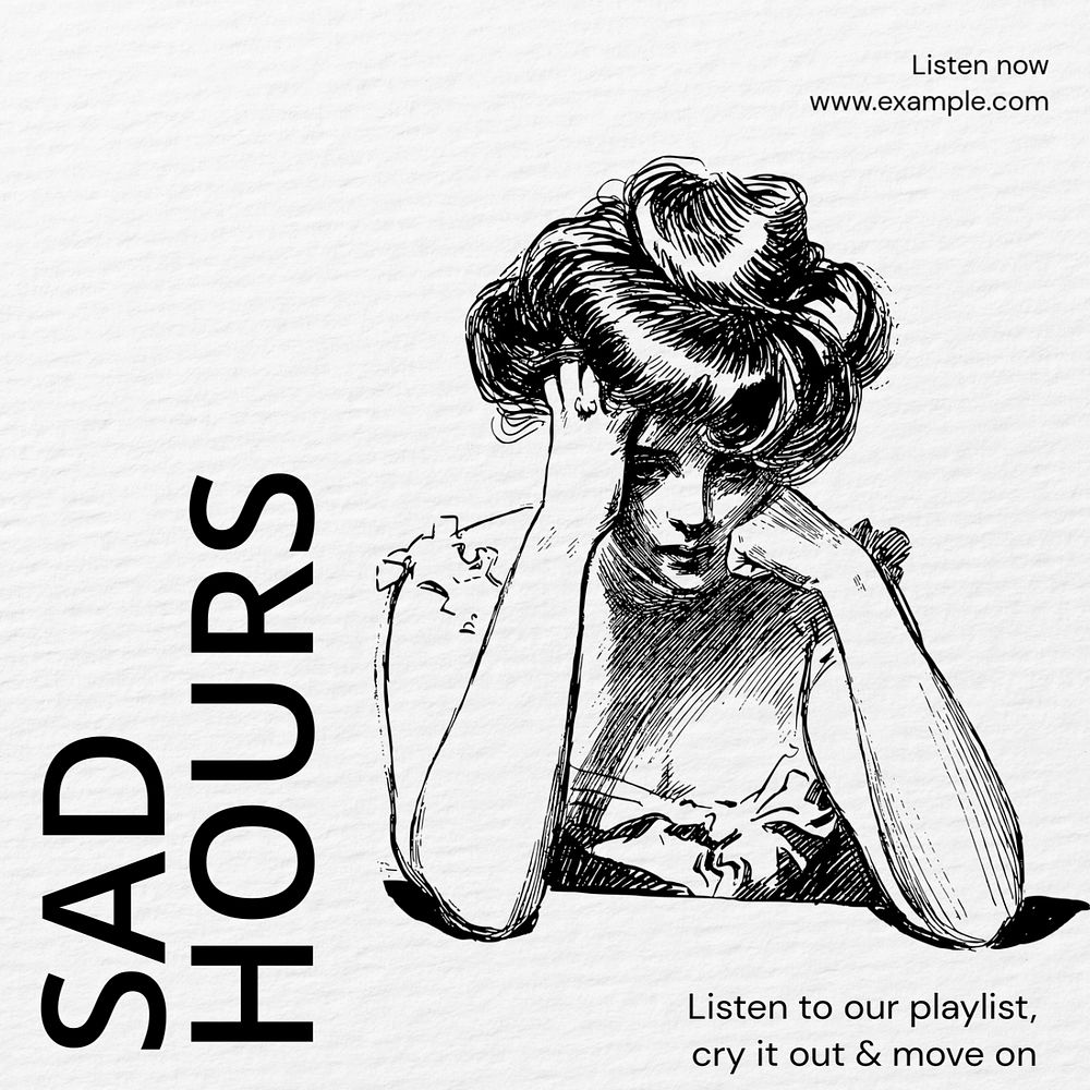 Sad songs Instagram ad template, editable social media post design