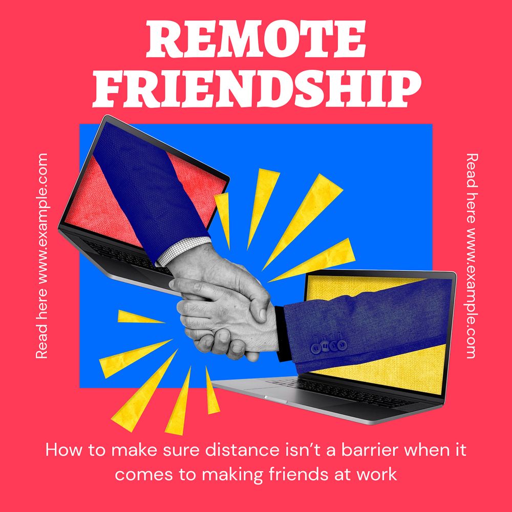 Remote friendship Instagram ad template, editable social media post design