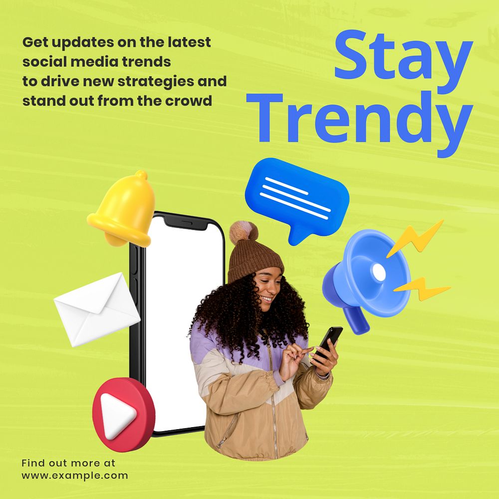 Stay trendy Facebook ad template, editable text & design