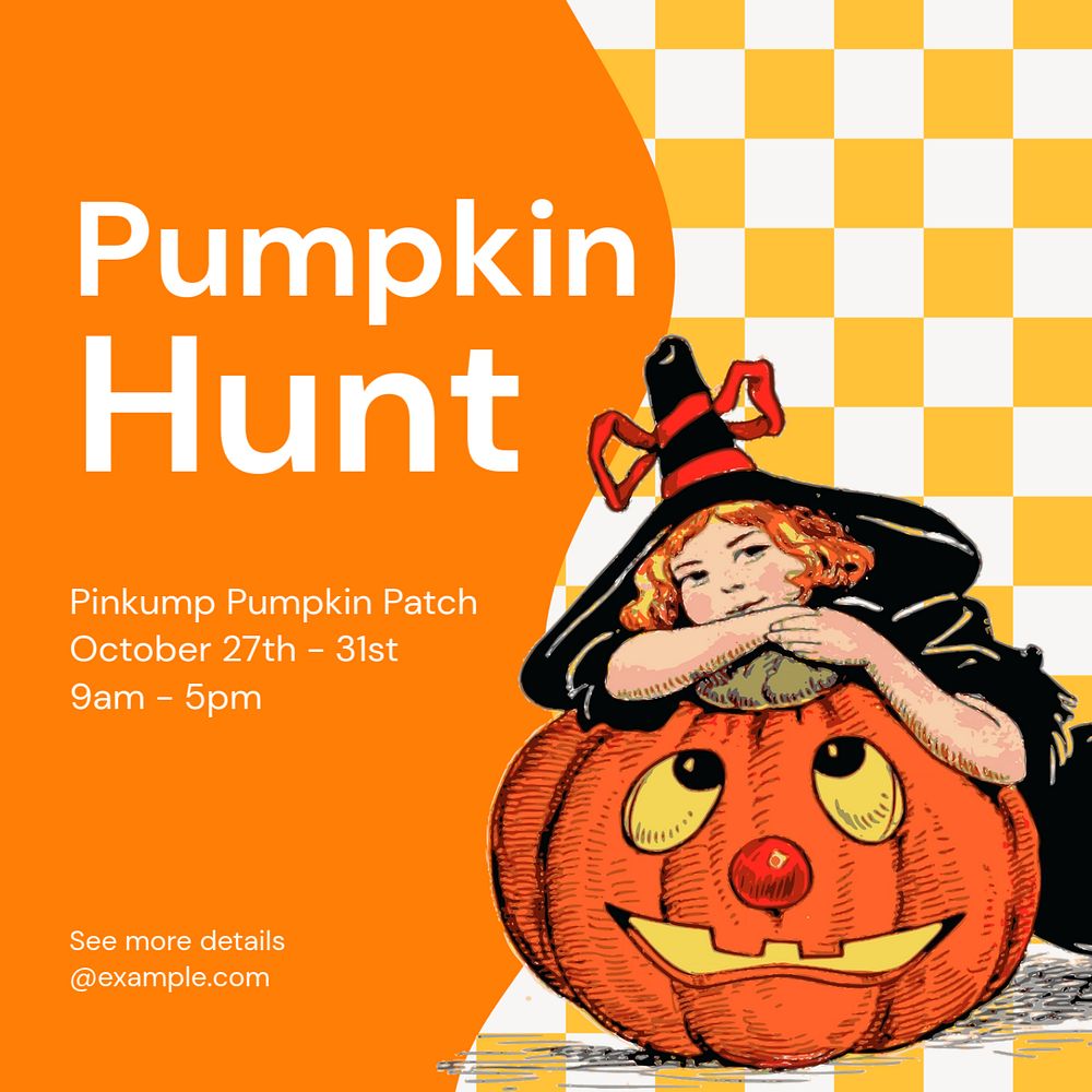 Pumpkin hunt Instagram ad template, editable social media post design