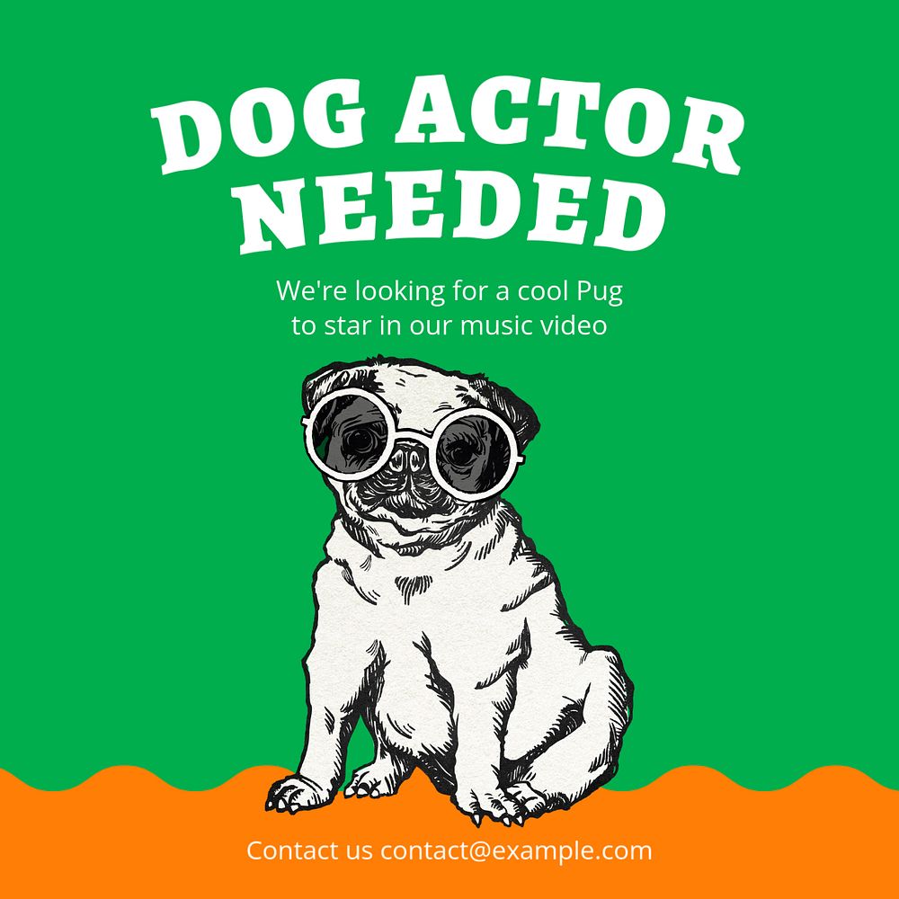 Dog actor needed Instagram ad template, editable social media post design