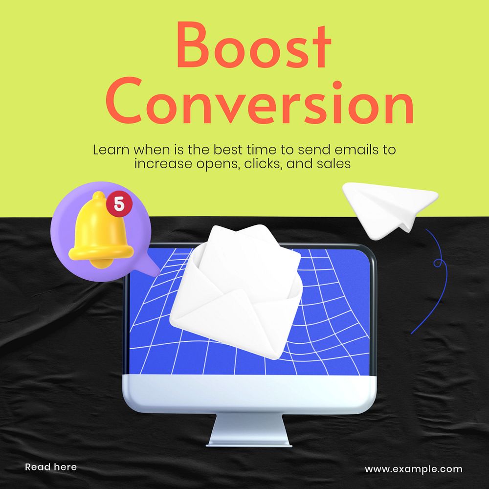 Boost email conversion Facebook ad template, editable text & design