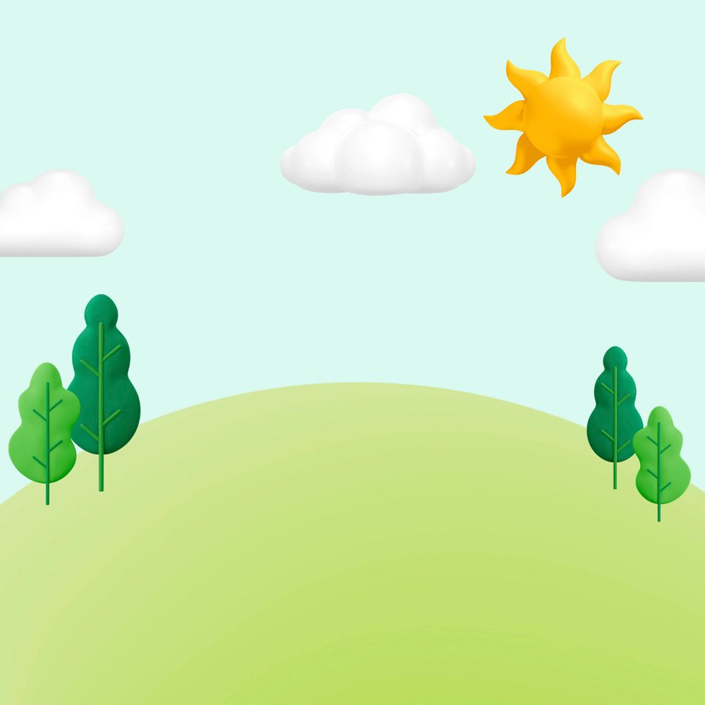 Cute 3D nature background, landscape with blue sky, editable design